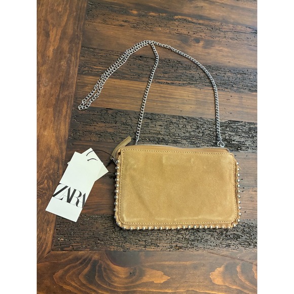 Zara Suede Studded Crossbody Purse NWT - Picture 3 of 3